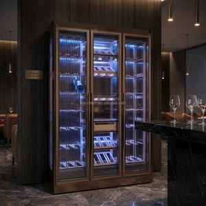 Personalizado retroiluminado acrílico vino licor exhibición Bar nevera moderna Flash LED iluminación Almacenamiento de vino diseño personalizado bodega enfriador - Product Image 2