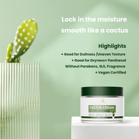 Crème apaisante et hydratante au cactus, marque privée OEM ODM, avec 70% d'extrait de cactus pour les peaux sèches et ternes