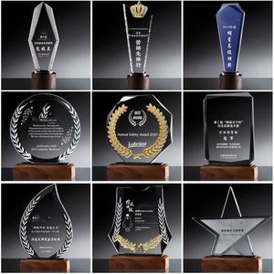 Custom <b>Sandblasting</b> Round Faceted, Plate Crystal Trophy On Holder/ - Product Image 6