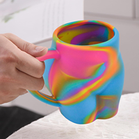 Tasse à café en silicone 360ml avec poignée Art Hip Milk Cup, tasse à eau de qualité alimentaire Tasse à thé humoristique Femme Cadeau d'anniversaire
