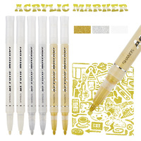 Marqueur acrylique or, argent, blanc, stylo surligneur artistique, ensemble de couleurs métalliques pour étudiants, peinture, marquage, non effaçable, fabriqué en Chine S345-G