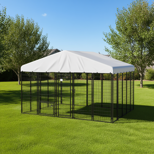 Enclos pour chien d'extérieur 9,8 x 9,8 x 6,8 pieds, en fil de fer soudé, avec couverture imperméable, structure en acier, utilisable toute l'année - Product Image 2
