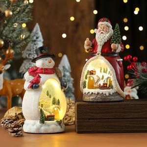 Factory Christmas LED Lights Multi-functional Santa <b>Music</b> <b>Box</b> Rotating Resin Decoration Ornament Cross-Border Christmas Gift - Product Image 1