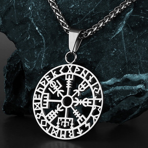 Colgante Brujula Vikinga <span class=keywords><strong>Runas</strong></span> Collar Acero Inoxidable Hombre Vegvisir Nordico Odin Mayoreo Joyeria Regalo Proteccion Amuleto - Product Image 1