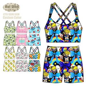 <span class=keywords><strong>Ensemble</strong></span> de yoga d'été pour <span class=keywords><strong>fille</strong></span> : débardeur et short imprimés personnalisés, confortables et respirants, motif vert - Product Image 3