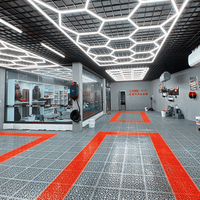 Fourniture de carreaux de sol de garage en plastique, lumière led hexagonale rvb, lumières de détail d'atelier de voiture