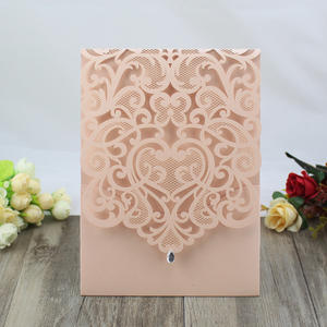 Invitations de mariage de poche découpées au laser australiennes rustiques faites à la main avec <span class=keywords><strong>diamant</strong></span> - Product Image 4