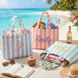 Bolsa <span class=keywords><strong>de</strong></span> <span class=keywords><strong>Playa</strong></span> para Viajes <span class=keywords><strong>de</strong></span> Verano, Bolsa <span class=keywords><strong>de</strong></span> Hombro para Regalo <span class=keywords><strong>de</strong></span> Damas <span class=keywords><strong>de</strong></span> Honor, Bolsa <span class=keywords><strong>de</strong></span> Lona a Rayas Bordada - Product Image 3