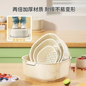 Panier de vidange de cuisine double couche en plastique épaissi avec filtre à légumes et légumes secs à espacement de 10 mm pour le stockage des fruits et légumes - Product Image 5