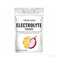 Poudre d'électrolytes en marque blanche OEM, mélange de boisson hydratante sans sucre saveur orange et fruit du dragon, supplément en poudre d'électrolytes