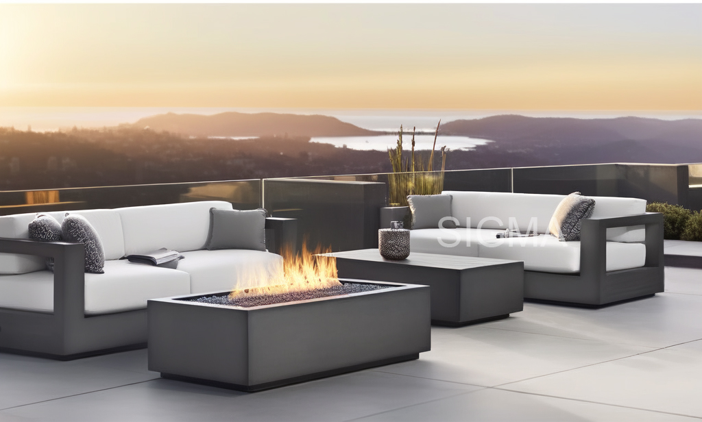 Sigma new design 3 Seat sofa Modern Style Outdoor Garden Aluminum Sofa Hotel Balcony Furniture Luxury Garden sofa set