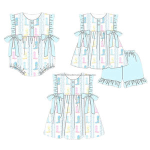 Pre-orden MOQ 5: Camiseta infantil de moda con estampado a cuadros azules para el 4 de julio, modelo GLP, con logo en el cuello, de spandex suave/algodón orgánico y seda de leche. - Product Image 5