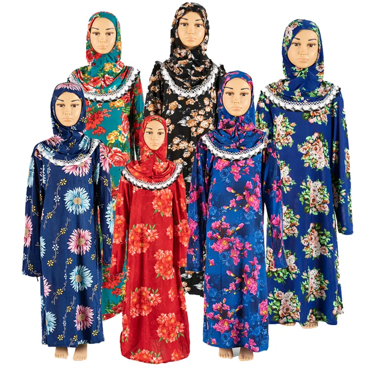 Quần Áo Hồi Giáo Abaya Cho Bé Gái Khăn Trùm Đầu Cho Trẻ Em Váy Cầu Nguyện Hồi Giáo Cho Trẻ Em Áo Kaftans Ropa Arabe Mujer Áo Choàng Ramadan Dubai