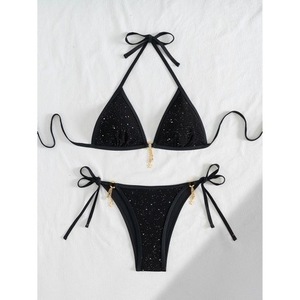 Nuevo traje de baño de estilo europeo y americano, negro, con tirantes ajustables en la espalda, bikini sexy y de gran venta, adelgazante - Product Image 3