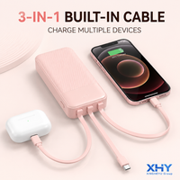 Chargeur portable mignon de style appareil photo, grande capacité 10000mAh, batterie externe portable avec câble intégré
