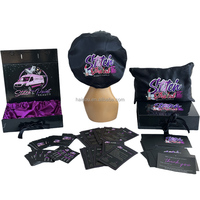 Boîte Cadeau Personnalisée pour Perruque avec Logo, Insert en Soie Satinée et Brosses à Bords, Étiquettes pour Mèches de Cheveux et Emballage
