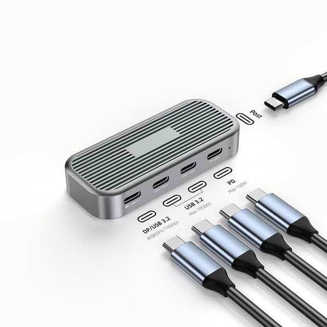4-in-1 100W PD 3.0 Fast Charge USB C Hub Docking Station 3.2 Display for Portable Desktop Mac Laptops Aluminum Alloy 1 Year