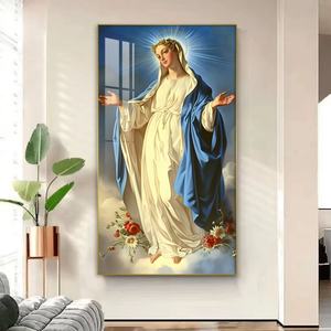 Marco de Fotos Personalizado de María, Arte Decorativo para el Hogar, Decoración de Pared Resistente a la Humedad, Retrato para Entrada, Sala de Estar, Pintura de Porcelana con Cristal LED - Product Image 4