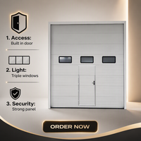 Portes de garage doubles automatisées en gros d'usine, modernes, étanches, sectionnelles, en acier et bois, extérieures, personnalisables, finies pour cour