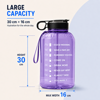 Bouteille d'eau PETG personnalisée avec logo, 1 gallon, avec paille, poignée et marqueur de temps, 128 oz, gourde de sport, fournisseur OEM ODM en gros