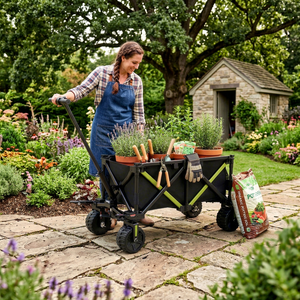 Motorized Folding Wagon with Seat Heavy Duty Electric Utility <b>Cart</b> for Outdoor Camping and Transport - Product Image 1