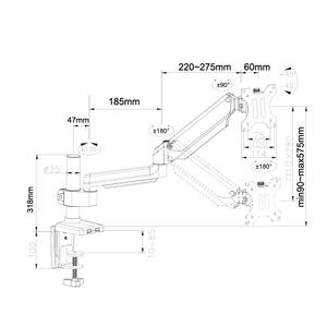 Hiện Đại Chiều Cao Và Góc Có Thể Điều Chỉnh Nhôm Duy Nhất Khung Màn Hình Với Cực AG7P-21 Phù Hợp Với 13 "-35" Máy Tính Màn Hình Cánh Tay Núi - Product Image 5