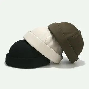 冬の製品2023ホット販売カスタム刺繍ロゴつばのない帽子綿つばなしDockerキャップ