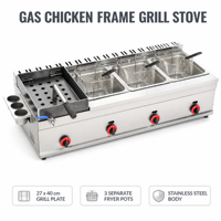 DanFuQi Friteuse à gaz professionnelle en acier inoxydable, triple, robuste, à pression unique, pour poulet, avec réduction du bruit, facile à utiliser