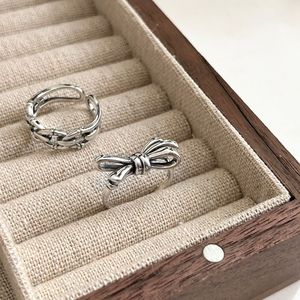 S925 Sterling <b>Silver</b> Bowknot <b>Ring</b> For Women Fashionable Retro Jewelry Gift - Product Image 2
