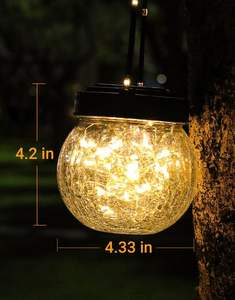 Lampadario solare a LED impermeabile da esterno in 6 pezzi con vetro incrinato appeso a sfera natale giardino albero solare da giardino - Product Image 2