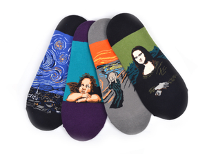 Calcetines tobilleros divertidos de jacquard con estampado de animales famosos, personalizados OEM, de algodón peinado, de corte bajo, invisibles para <span class=keywords><strong>hombre</strong></span> - Product Image 3