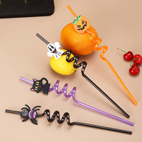 Lot de 4 pailles réutilisables en PET pour Noël, motifs flocons de neige et rennes, idéales pour les fêtes de Noël et Halloween, fournitures de fête