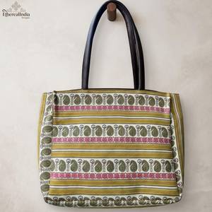 Sac fourre-tout en coton imprimé Jaipur, fait main, imprimé au bloc, sac à bandoulière, motif floral bohème, sac fourre-tout quotidien, fournisseur en gros, export Inde - Product Image 3