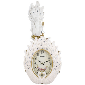 Peacock Double Sided <b>Wall</b> <b>Clock</b> Analog Battery Powered Silent Living Room <b>Decorative</b> <b>Clock</b> - Product Image 3