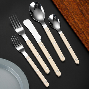 Couteau, fourchette et cuillère en acier inoxydable, support à ongles en saule, couteau et fourchette, couteau à steak français, fourchette à dessert, coffret cadeau créatif - Product Image 3