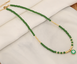 Estilo Retro bohemio creativo Ojo del diablo con cuentas de cristal de acero inoxidable Chapado en Pvd 18K oro con cuentas collar de moda hecho a mano - Product Image 4