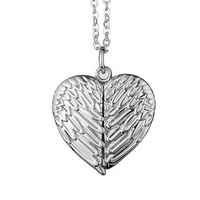 Collier médaillon vintage en forme de cœur avec ailes d'ange, personnalisable, durable, ouvrable, pour photos, pendentif souvenir, cadeau de mariage