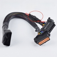 Cable divisor en Y OBD2 de 1 macho a 2 hembras, 16 pines, 30 cm, cable corto con fusible para diagnóstico de automóviles
