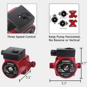 ปั๊มน้ำหมุนเวียน Topway 3 4 Npt 110V 7 92 Gpm สำหรับระบบเครื่องทำน้ำอุ่น - Product Image 4
