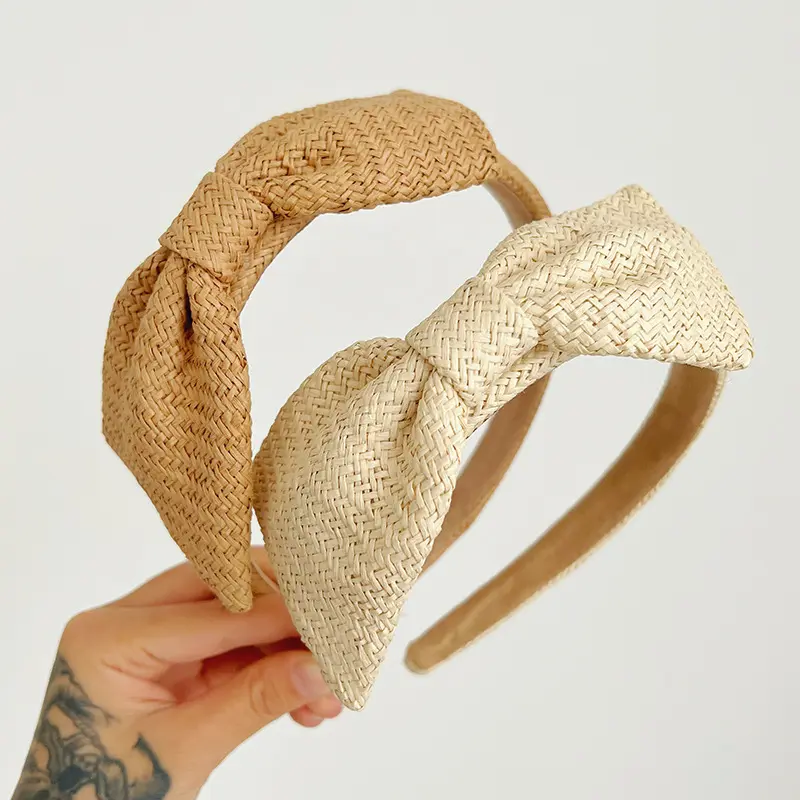 2024 new summer beach cool fresh milk tea bow headband simple female hair accessories