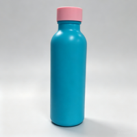 Vente en gros de flacons cosmétiques en verre bleu mat de 120 ml, couleur personnalisée, bouchon rose, flacon vide pour lotion, emballage