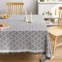 Nappe de salle à manger rectangulaire de style américain Tapis de table décoratif en tissu jacquard de coton tissé et de lin