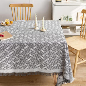 Nappe de salle à manger rectangulaire de style américain Tapis de table décoratif en tissu jacquard de coton tissé et de lin - Product Image 2