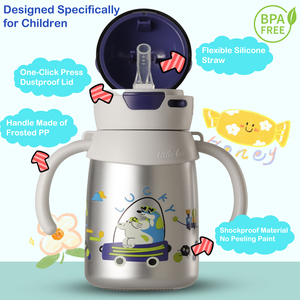 Cute Cartoon kids Stainless Steel Insulated Tumbler leakproof baby Water <b>Bottle</b> For Children Back To School Use - Product Image 4