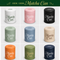 Boîtes métalliques personnalisées de qualité alimentaire 30g 50g 80g 100g, rondes avec couvercle, pour le stockage du thé, du matcha, des bonbons, du chocolat, des sucettes et du sucre