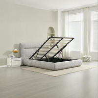 Lits rembourrés en tissu modernes, luxueux, écologiques, multifonctionnels et durables avec rangement et dossier souple pour chambres et appartements