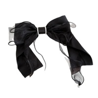 Élégante Pince à Cheveux Française pour Femme, Nœud en Satin et Tissu Maillé, Ruban, Pendentif Perle pour l'Arrière de la Tête, Idéale pour les Fêtes