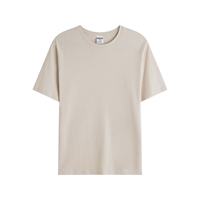 Camiseta de Punto 100% Algodón, Cuello Redondo, Color Blanco Sólido, 220g, Manga Corta Informal, Corte Regular, Estampado Puff, Transpirable, Secado Rápido, CHENXI