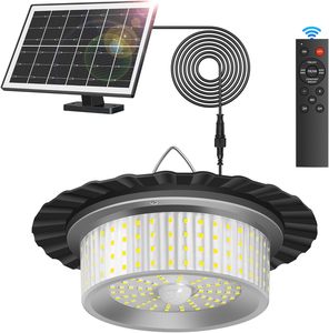 Outdoor Indoor Solar Power <b>Ceiling</b> Shed <b>Light</b> 244 LED 360 Lighting <b>Motion</b> <b>Sensor</b> Pendant <b>Light</b> IP65 Waterproof Dimmable Remote - Product Image 1