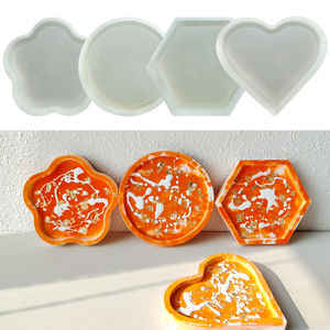 Moules en silicone hexagonaux, ronds, ovales, pour plâtre, gypse, forme de moule, cœur, fleur, béton, ciment, sous-verre, moule en résine époxy - Product Image 2